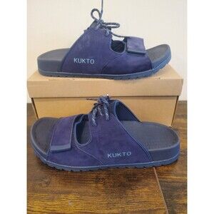 KUKTO Blue Slide Sandals Women EU45/ US 12.5 Adjustable Strap Comfort Slides